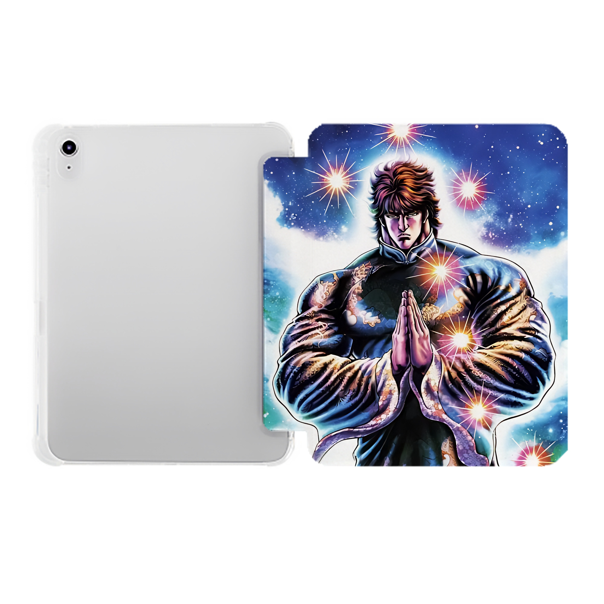 （画像用） 北斗の拳 Fist of the North Star IPad ケース ペン収納付き 三つ折りスタンド PUレザー×シリコン 対応機種9.5/10.5/10.9インチ